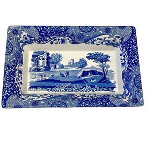 SPODE ITALIAN Blue Rectangular Sandwich Tray White Porcelein Made in England